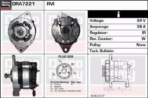 Remy DRA7221 - Generator alexcarstop-ersatzteile.com