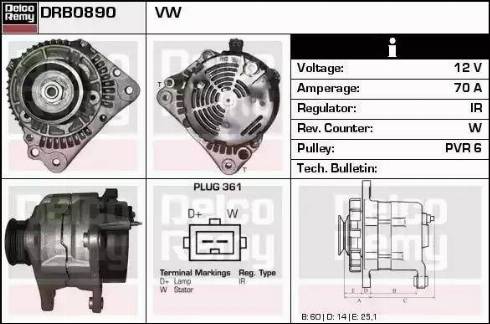 Remy DRB0890 - Generator alexcarstop-ersatzteile.com