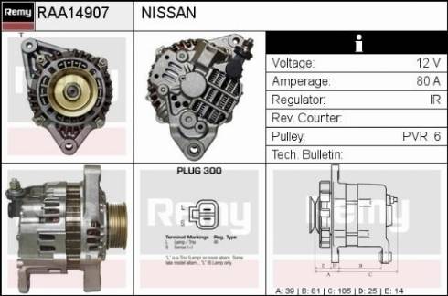 Remy RAA14907 - Generator alexcarstop-ersatzteile.com