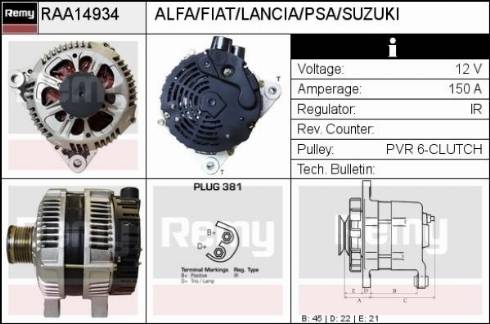 Remy RAA14934 - Generator alexcarstop-ersatzteile.com