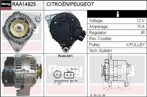 Remy RAA14925 - Generator alexcarstop-ersatzteile.com