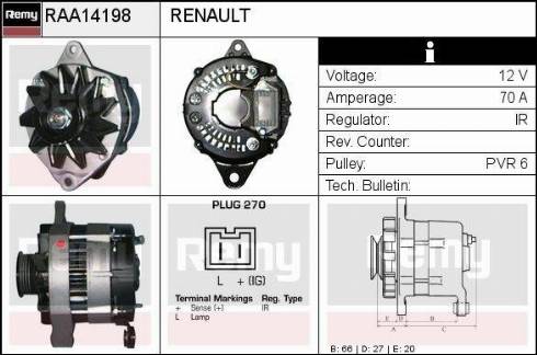 Remy RAA14198 - Generator alexcarstop-ersatzteile.com