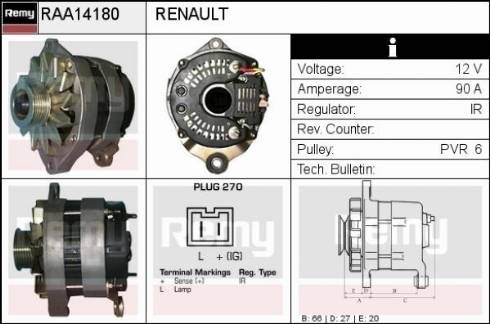 Remy RAA14180 - Generator alexcarstop-ersatzteile.com