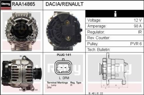 Remy RAA14865 - Generator alexcarstop-ersatzteile.com