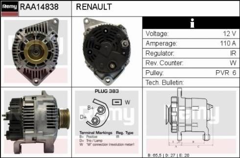 Remy RAA14838 - Generator alexcarstop-ersatzteile.com