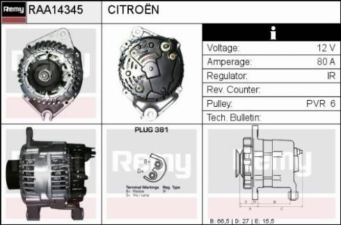 Remy RAA14345 - Generator alexcarstop-ersatzteile.com