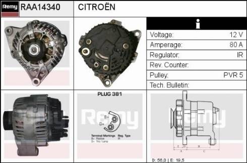 Remy RAA14340 - Generator alexcarstop-ersatzteile.com