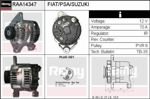 Remy RAA14347 - Generator alexcarstop-ersatzteile.com