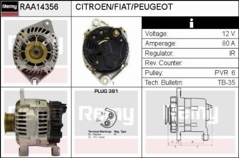 Remy RAA14356 - Generator alexcarstop-ersatzteile.com