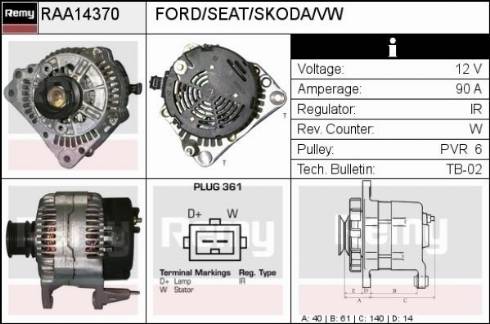 Remy RAA14370 - Generator alexcarstop-ersatzteile.com