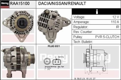 Remy RAA15100 - Generator alexcarstop-ersatzteile.com