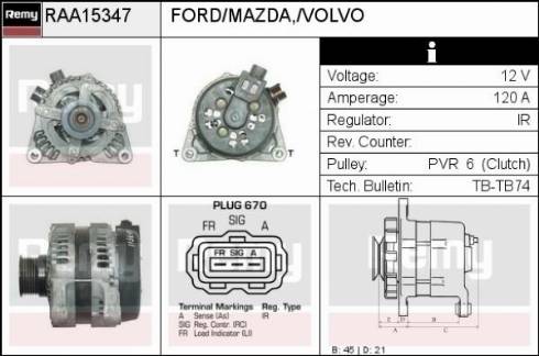 Remy RAA15347 - Generator alexcarstop-ersatzteile.com