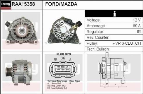 Remy RAA15358 - Generator alexcarstop-ersatzteile.com