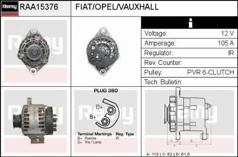 Remy RAA15376 - Generator alexcarstop-ersatzteile.com