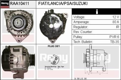 Remy RAA10411 - Generator alexcarstop-ersatzteile.com