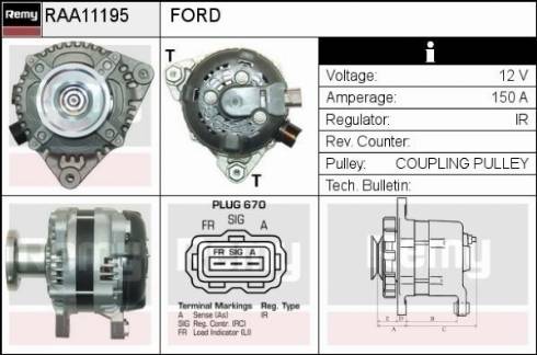 Remy RAA11195 - Generator alexcarstop-ersatzteile.com