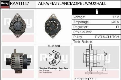 Remy RAA11147 - Generator alexcarstop-ersatzteile.com