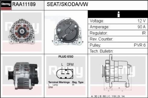 Remy RAA11189 - Generator alexcarstop-ersatzteile.com