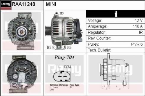 Remy RAA11248 - Generator alexcarstop-ersatzteile.com