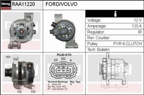 Remy RAA11220 - Generator alexcarstop-ersatzteile.com