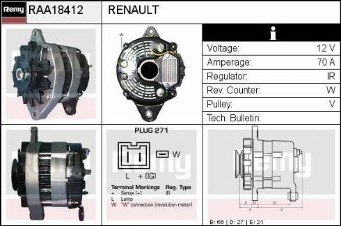 Remy RAA18412 - Generator alexcarstop-ersatzteile.com