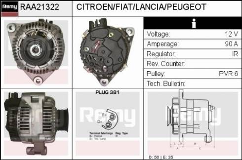 Remy RAA21322 - Generator alexcarstop-ersatzteile.com