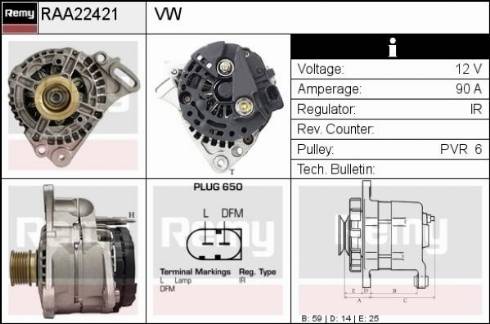 Remy RAA22421 - Generator alexcarstop-ersatzteile.com