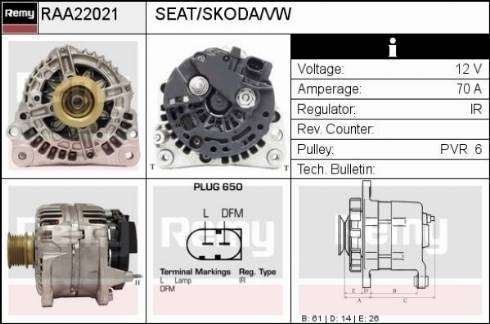 Remy RAA22021 - Generator alexcarstop-ersatzteile.com