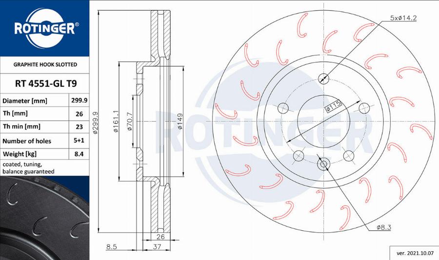 Rotinger RT 4551-GL T9 - Bremsscheibe alexcarstop-ersatzteile.com