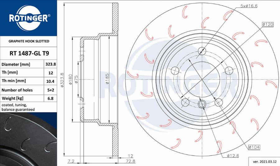 Rotinger RT 1487-GL T9 - Bremsscheibe alexcarstop-ersatzteile.com