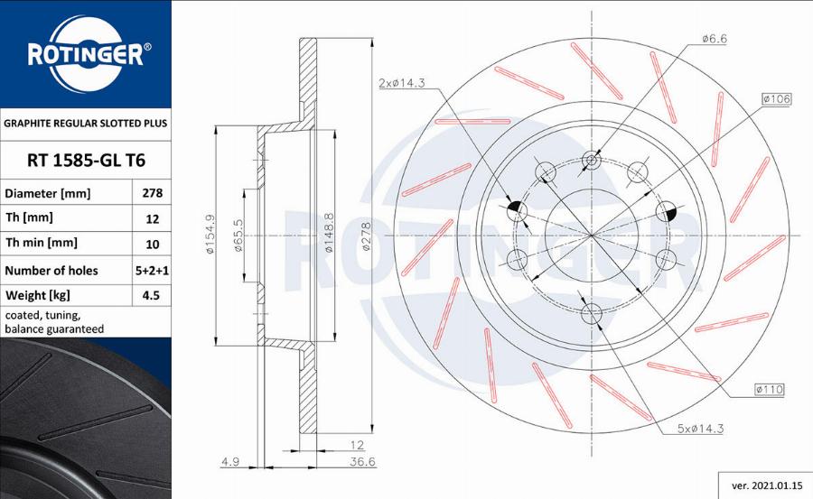 Rotinger RT 1585-GL T6 - Bremsscheibe alexcarstop-ersatzteile.com