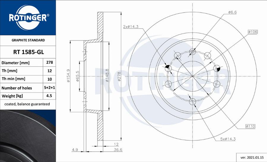 Rotinger RT 1585-GL - Bremsscheibe alexcarstop-ersatzteile.com