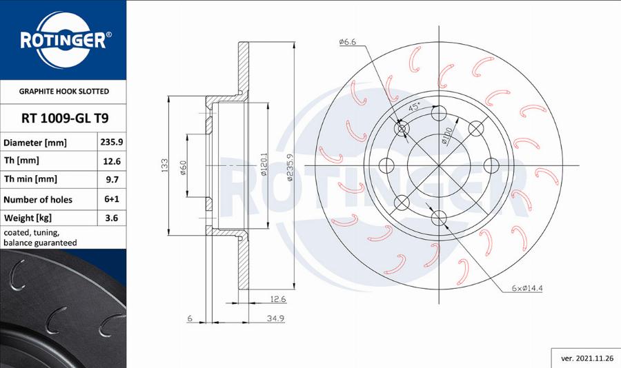 Rotinger RT 1009-GL T9 - Bremsscheibe alexcarstop-ersatzteile.com