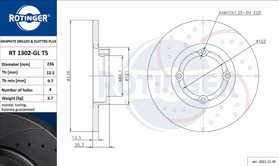 Rotinger RT 1302-GL T5 - Bremsscheibe alexcarstop-ersatzteile.com