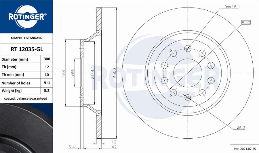 Rotinger RT 12035-GL - Bremsscheibe alexcarstop-ersatzteile.com