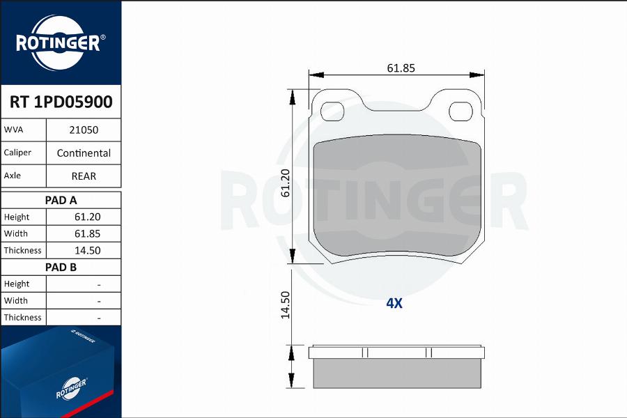 Rotinger RT 1PD05900 - Bremsbelagsatz, Scheibenbremse alexcarstop-ersatzteile.com