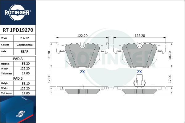 Rotinger RT 1PD19270 - Bremsbelagsatz, Scheibenbremse alexcarstop-ersatzteile.com