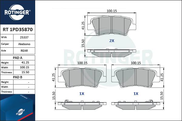 Rotinger RT 1PD35870 - Bremsbelagsatz, Scheibenbremse alexcarstop-ersatzteile.com