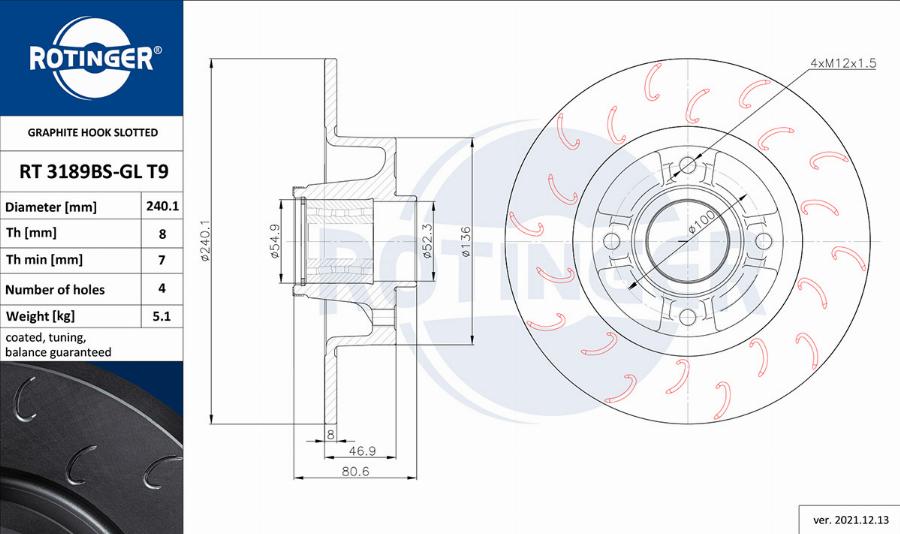 Rotinger RT 3189BS-GL T9 - Bremsscheibe alexcarstop-ersatzteile.com