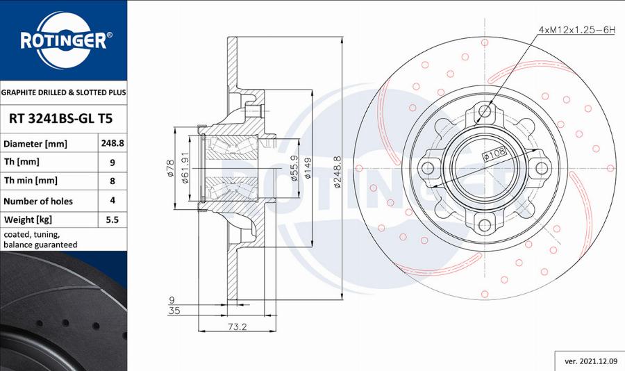 Rotinger RT 3241BS-GL T5 - Bremsscheibe alexcarstop-ersatzteile.com