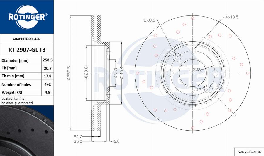 Rotinger RT 2907-GL T3 - Bremsscheibe alexcarstop-ersatzteile.com