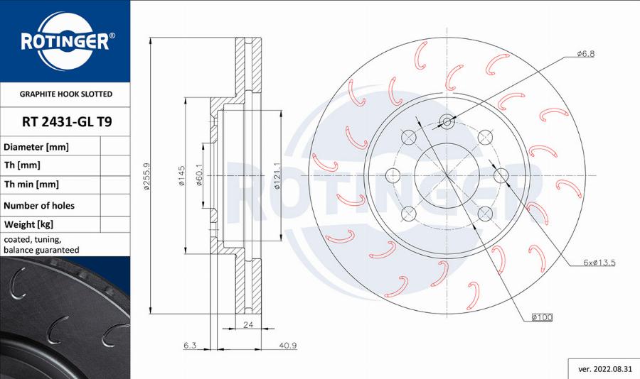 Rotinger RT 2431-GL T9 - Bremsscheibe alexcarstop-ersatzteile.com