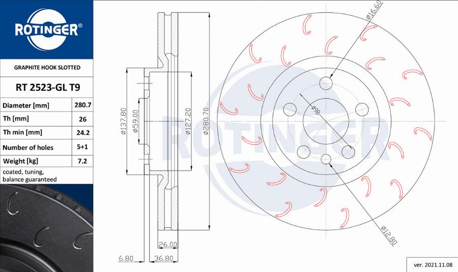 Rotinger RT 2523-GL T9 - Bremsscheibe alexcarstop-ersatzteile.com