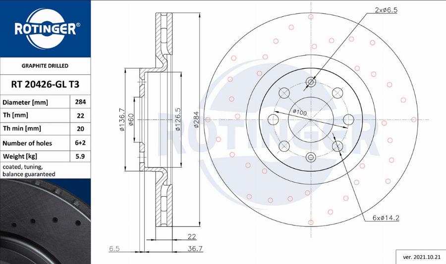 Rotinger RT 20426-GL T3 - Bremsscheibe alexcarstop-ersatzteile.com