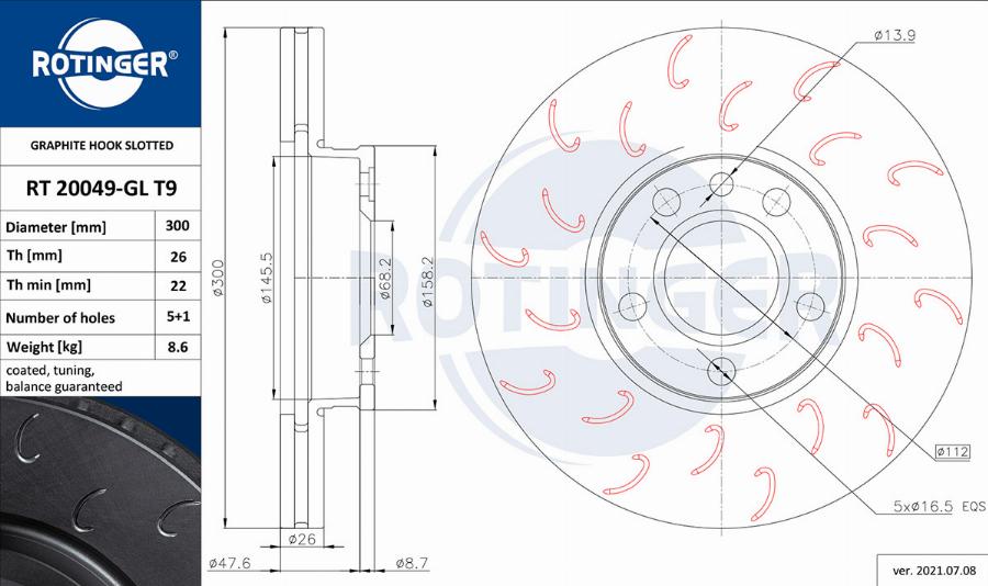 Rotinger RT 20049-GL T9 - Bremsscheibe alexcarstop-ersatzteile.com