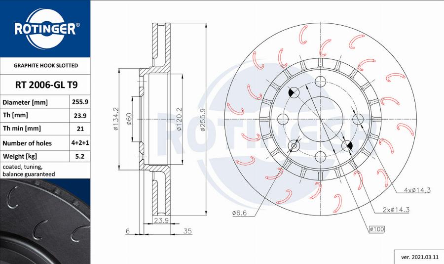 Rotinger RT 2006-GL T9 - Bremsscheibe alexcarstop-ersatzteile.com