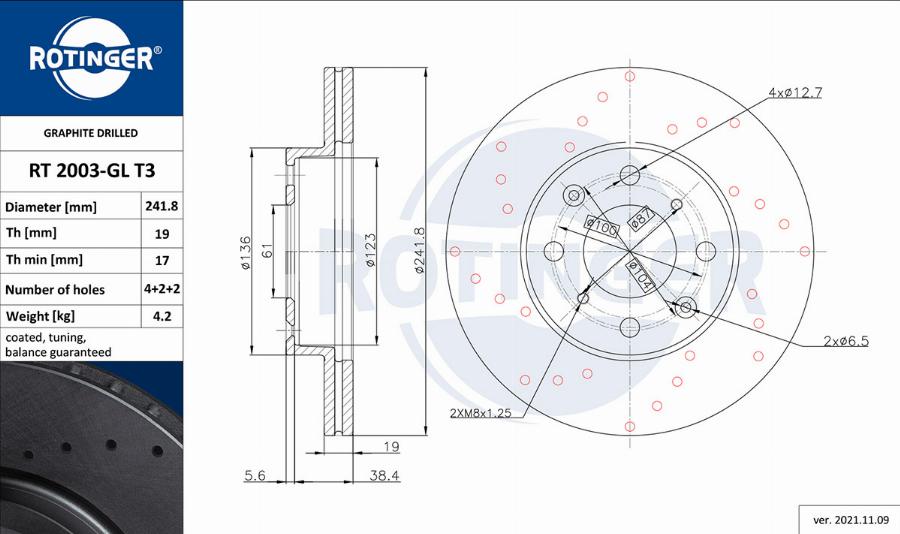 Rotinger RT 2003-GL T3 - Bremsscheibe alexcarstop-ersatzteile.com