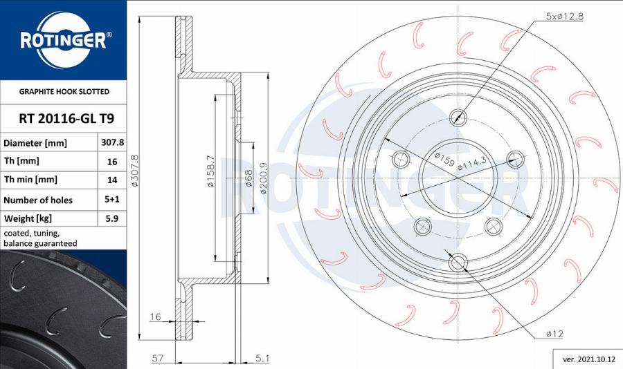 Rotinger RT 20116-GL T9 - Bremsscheibe alexcarstop-ersatzteile.com