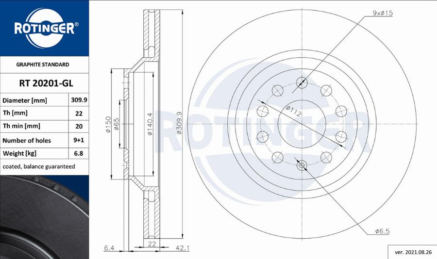 Rotinger RT 20201-GL - Bremsscheibe alexcarstop-ersatzteile.com