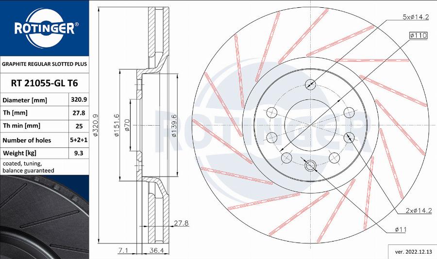 Rotinger RT 21055-GL T6 - Bremsscheibe alexcarstop-ersatzteile.com